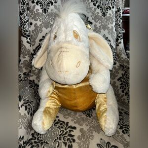Disney Store Exclusive Holiday white Cream Gold Eeyore Plush  Winnie Pooh Bear